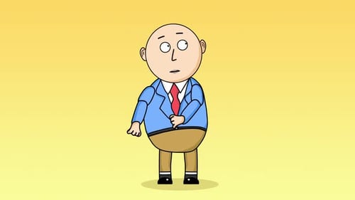 Nervous Bald Man Cartoon Character Animation