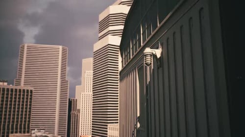 Modern Skyscrapers Rise Against a Cloudy Sky in an Urban Setting