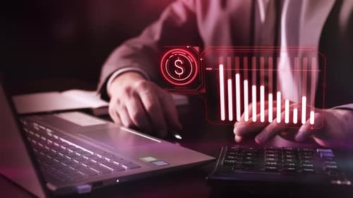 Trader Analyzing Data About The Fall Of The Dollar