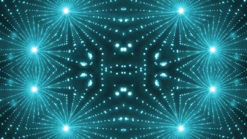 Hypnotic turquoise light trails create a dynamic tunnel effect