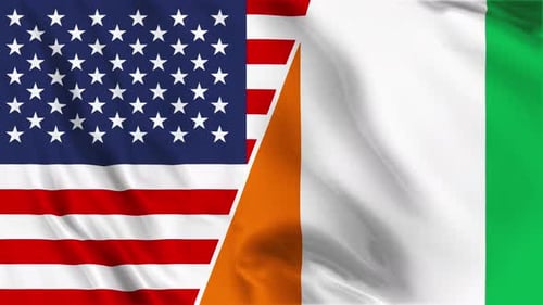 Waving Fabric Flags: United States and Côte d'Ivoire Animation