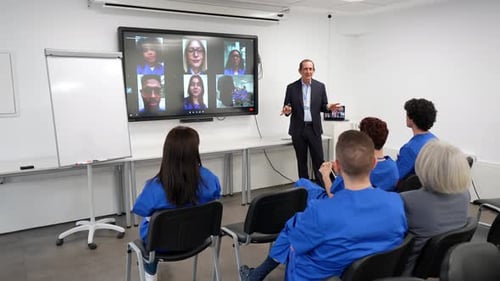 Medical Presentation with Team in a Bright Conference Room