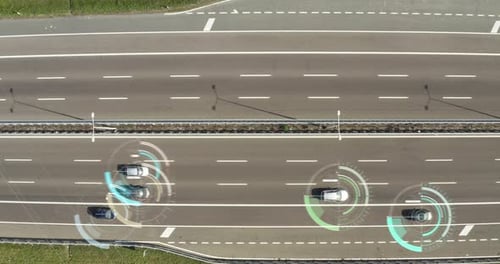 Autonomous Cars Driving on Highway with Digital HUD