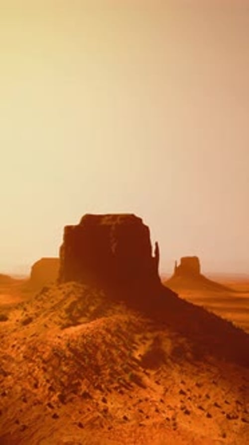 Massive Rock Formation in Desert