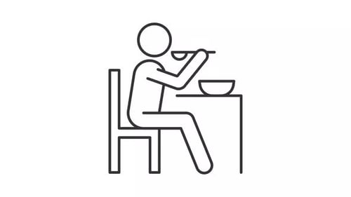 Animated Line Icon of a Person Eating at a Table