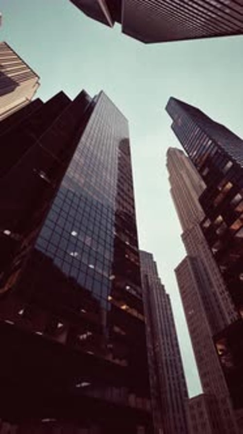 Looking Up at Skyscrapers in New York City