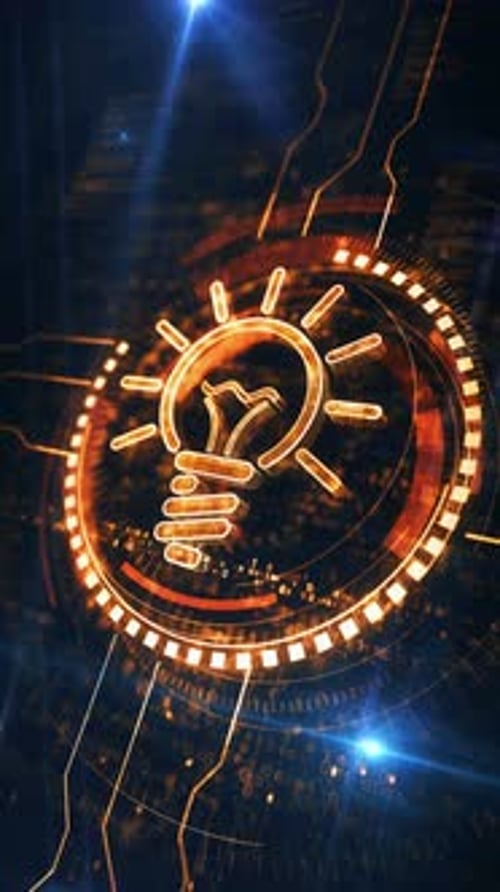 Idea bulb light creativity symbol digital concept vertical loop