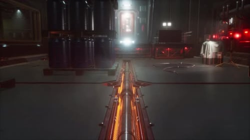 Science-Fiction-Szenen mit Metallkanälen in Raumfahrzeugen