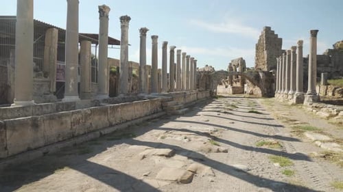 Scenic colonnade in Perge (Perga) at Antalya Province, Turkey