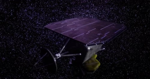 3D Satellite Rotating in Star-Filled Cosmos