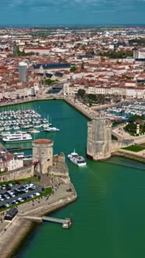 Aerial View of La Rochelle France Tour De La Chiene and the Saint Nicolas Tower View of the Marina