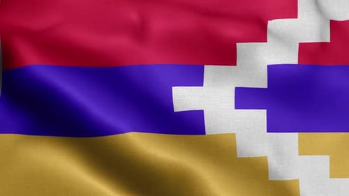 Waving Artsakh National Flag with Detailed Fabric Texture