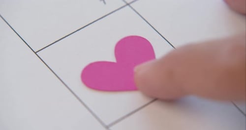 Pink Heart Sticker on Calendar Fourteenth