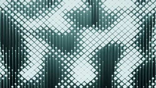 Dynamic Teal And White Landscape Vertical Teal Structures Overlaid With Diamond Pattern Creating