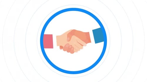 Flat Design Handshake Icon Reveal Animation