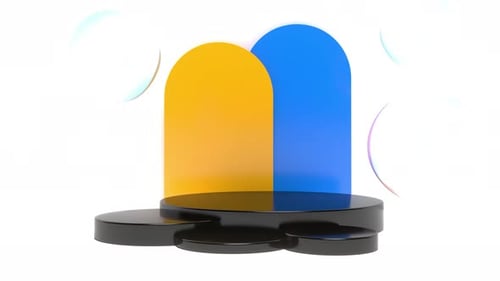 3D Mockup Stage Podium Soap Spheres Able to Loop Endless