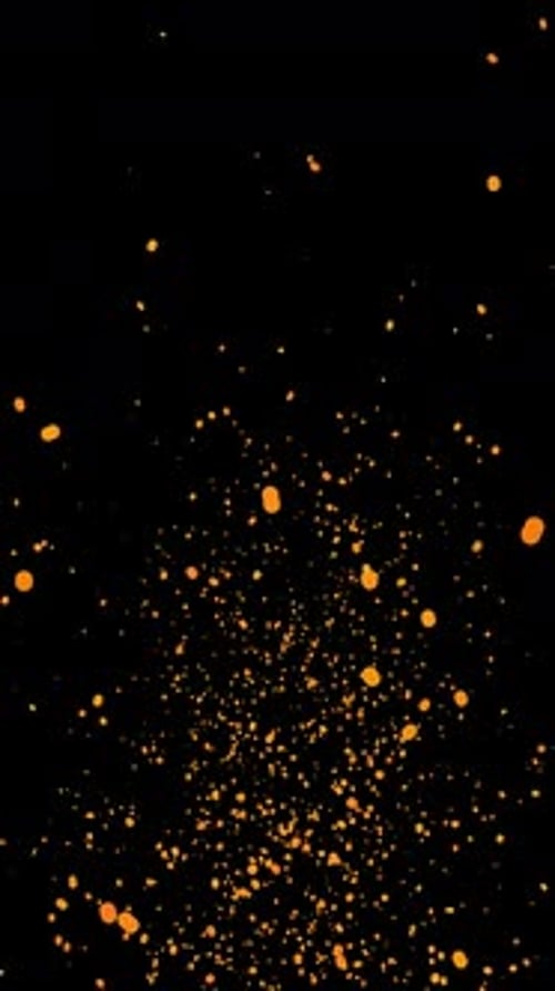 Fire Ash Particles Rise Up On Black Background