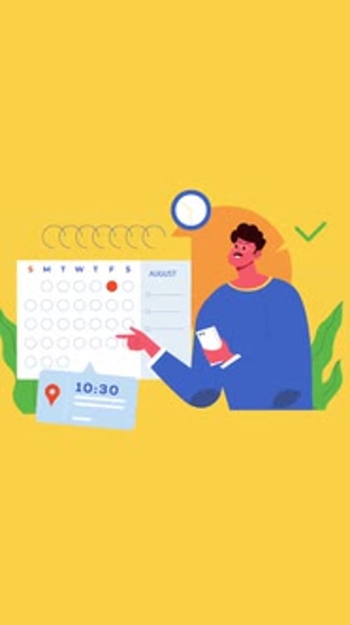 Animated Man Scheduling Appointment on Digital Calendar