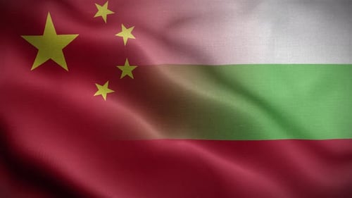 China and Bulgaria Flags Waving Overlay Animation