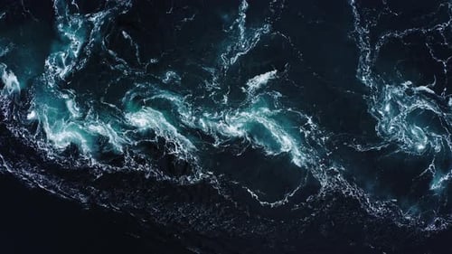 Waves of Water of the River and the Sea Meet Each Other During High Tide and Low Tide