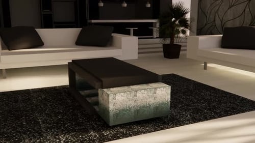Modern Interior Living Room Scene with Designer Coffee Table