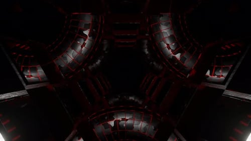 Gray And Red Rings In Triangle Mirror Tunnel Background Vj Loop In 4K