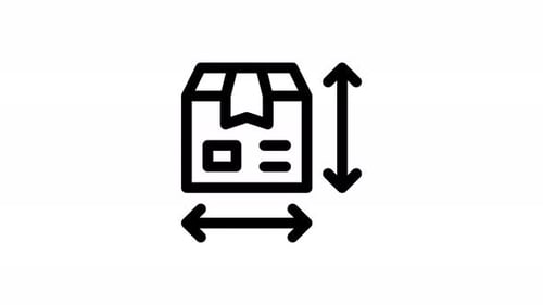 Animated Package Box Dimensions Flat Line Icon
