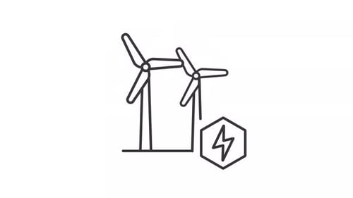 Animación de la línea de una central eólica
