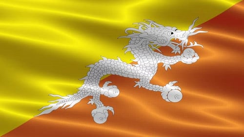 Bhutan Flag Waving Seamless Loop Animation