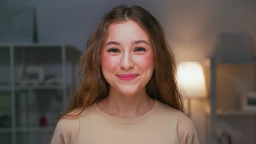 Smiling Young Adult in Indoor Home Setting