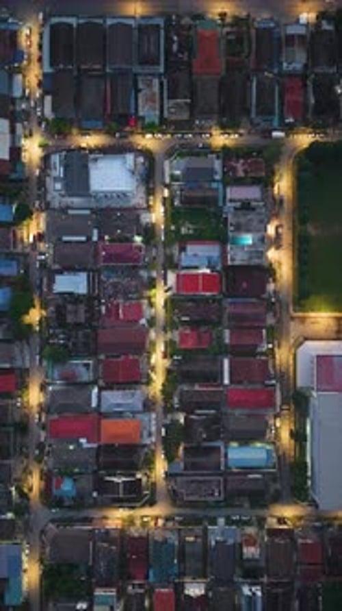Vertical top down aerial shot of a residential area in Sekysen 8 in Petaling Jaya, Malaysia