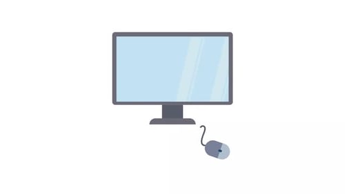 Flat Design Animated Computer Monitor and Mouse