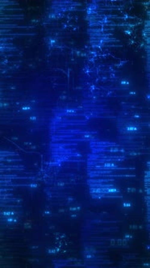Dark Blue Matrix : concept de cybersécurité avec Code de piratage et intelligence artificielle