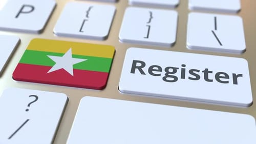 Register Text and Flag of Myanmar on the Keyboard