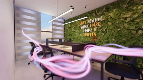 Modern Office Interior with Green Plant Wall