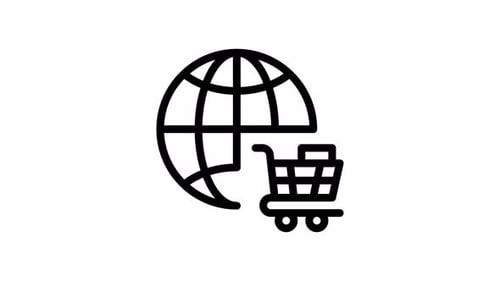 Global E-commerce Animated Flat Design Icon