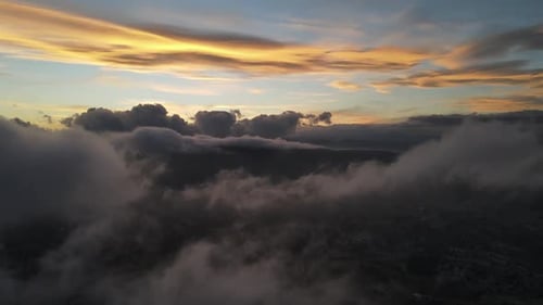 Aerial View of Clouds at Sunrise or Sunset