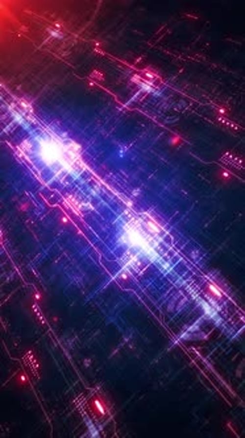 Glowing Futuristic Digital Circuit Board Background Loop