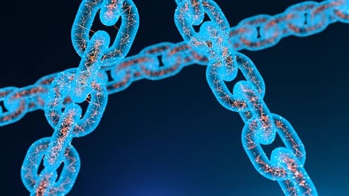 Blockchain Link: Animation zum Verbindungskonzept für digitale Netzwerke