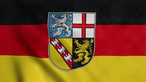 Animated Waving German Flag with Saarland Coat of Arms