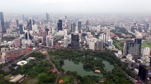 Aerial View of Bangkok City and Skycrapers