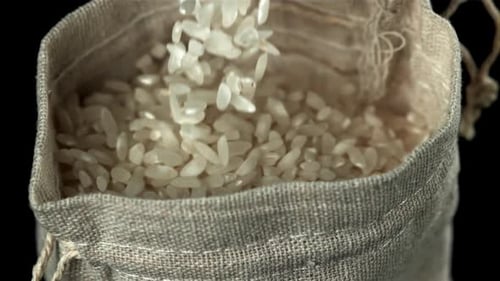 The Rice Falls Into the Bag Filmed on a Highspeed Camera at 1000 Fps