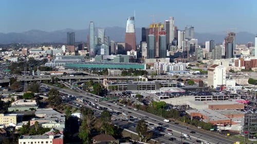 Los Angeles, California / USA - July 16, 2017: Downtown LA Skyline