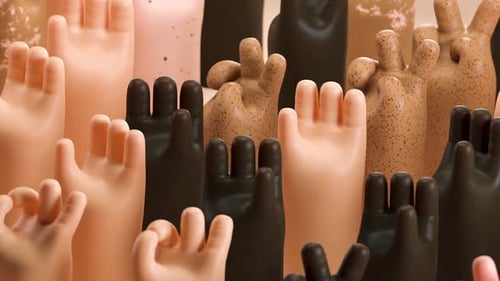 Multiethnic hands united in solidarity for justice and equality on earth