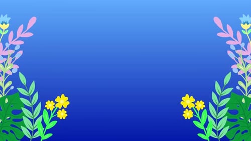 Spring flower cartoon animation with gradient blue background