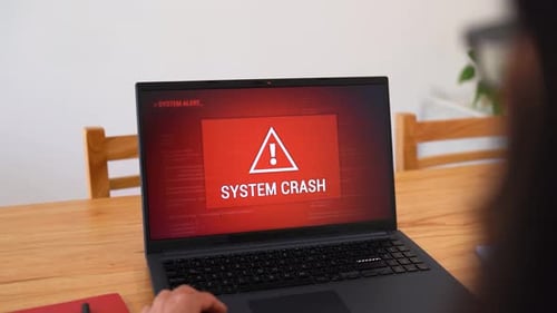 Laptop Displaying a System Crash Error Message
