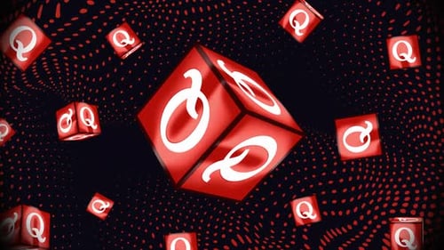 Abstract Red Q Cubes Floating Loop Background