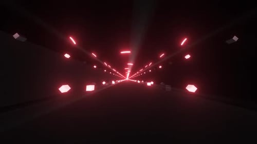 Dynamischer Rotlichttunnel, abstrakter futuristischer Technologiehintergrund