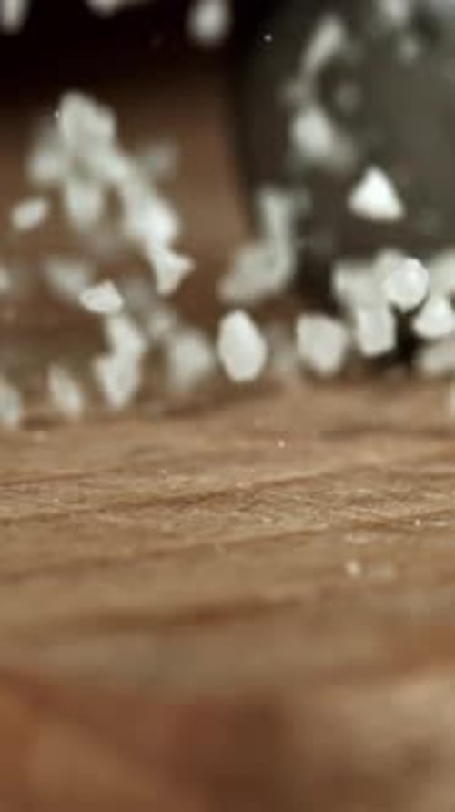 Super Slow Motion Falling Sea Salt Filmed on a Highspeed Camera at 1000 Fps