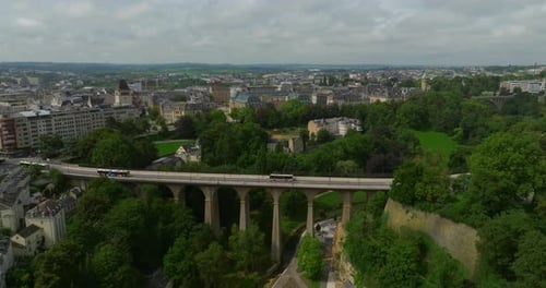 Establishing Shot of Luxembourg City Tourism Travel or Urban Broll Background A Drone Flew Over the